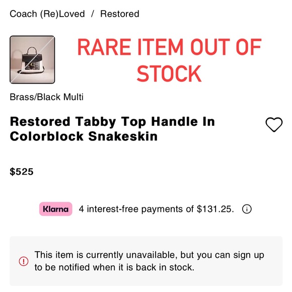 COACH Tabby Top Handle In Colorblock Snakeskin RARE ITEM - Picture 14 of 16